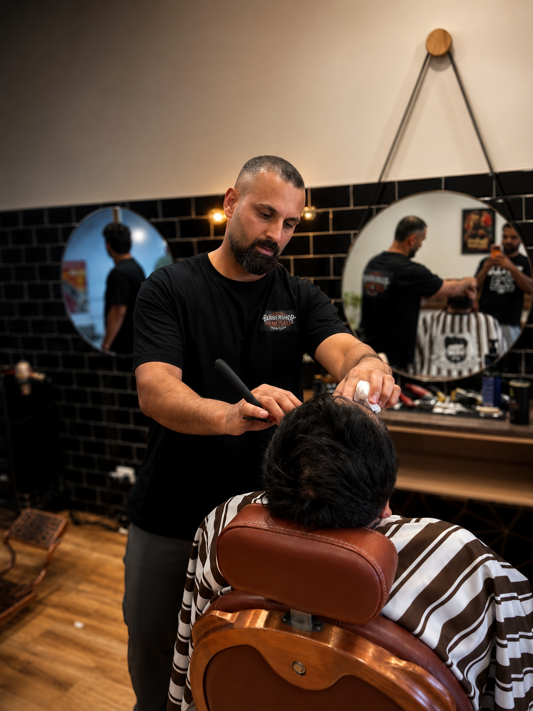 The owner cutting hair